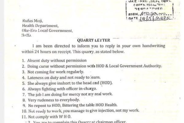 Viral Query Letter from Oke-Ero LGA Sparks Concern